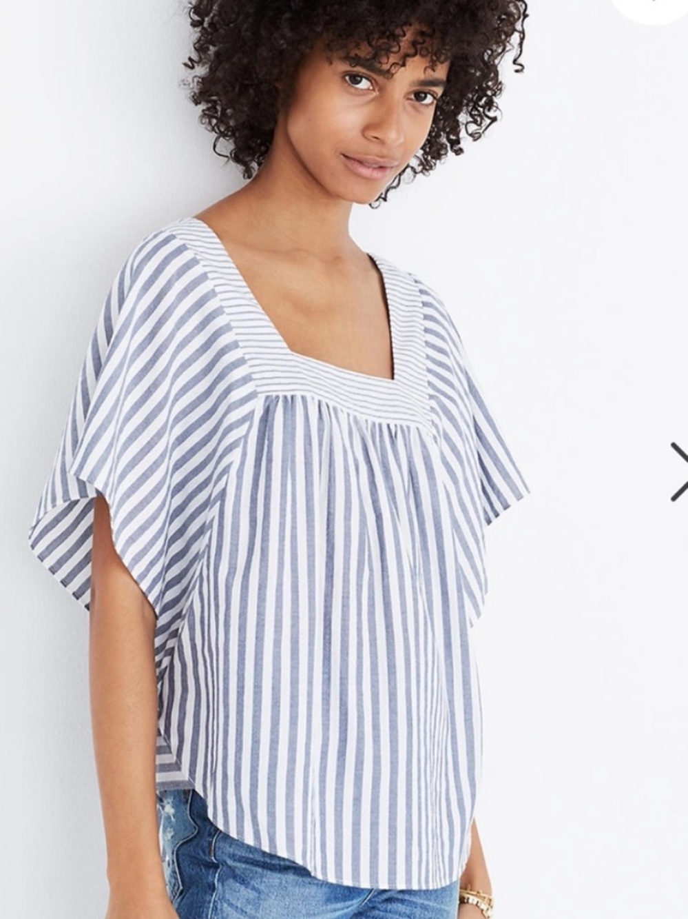 Madewell Striped Butterfly Blouse in White and Blue